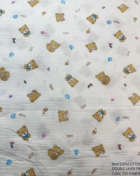 Муслин (марлевка жатая двойная) 135см 1пог.м (703-small-bears)