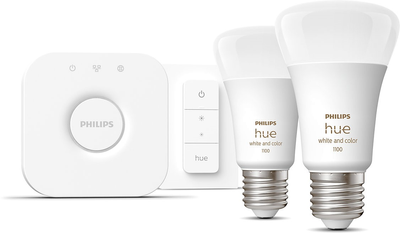 Набір світлодіодних ламп Philips Hue A60 E27 9W 2 шт White and Color Ambiance (8719514291379)