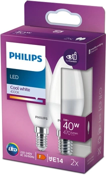Zestaw żarówek LED Philips B35 E14 5W 2 szt Cool White (8719514310131)