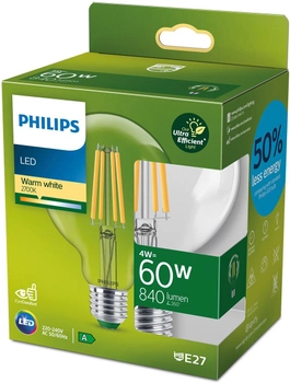 Світлодіодна лампа Philips UltraEfficient G95 E27 4W Warm White (8720169202702)
