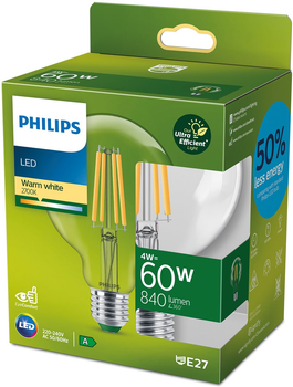 Світлодіодна лампа Philips UltraEfficient G95 E27 4W Warm White (8720169202702)