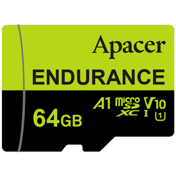 Карта памяти Apacer High Endurance microSDXC 64GB (UHS-I U1) W-80 MB/s, R-100 MB/s Class 10 A1 V10 (AP64GEDM1D05-R)