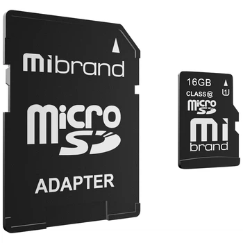 Карта памяти Mibrand microSDHC 16GB (UHS-I U1) Class 10 (MICDHU1/16GB-A) + SD Adapter