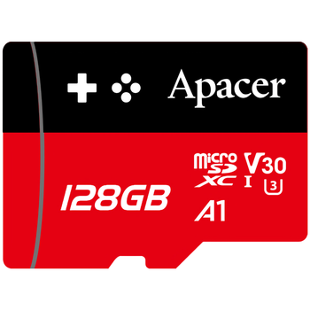 Карта памяти Apacer Gaming Card microSDXC 128GB (UHS-I U3) W-80 MB/s, R-100 MB/s Class 10 A1 V30 (AP128GMCSX10U7-RAGC) + SD Adapter