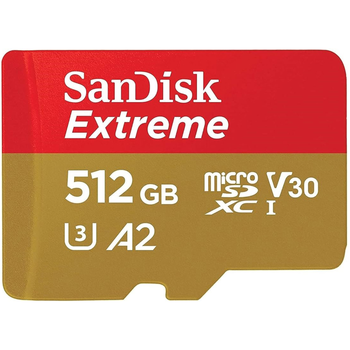Карта памяти SanDisk Extreme microSDXC 512GB (UHS-I U3) W-130 MB/s, R-190 MB/s Class 10 A2 V30 (SDSQXAV-512G-GN6MN)