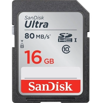 Карта пам'яті SanDisk Ultra SDHC 16GB (UHS-I) W-10 MB/s, R-80 MB/s Class 10 (SDSDUNC-016G-GN6IN)