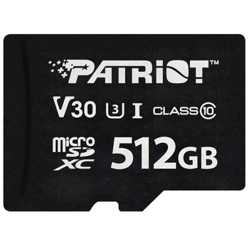 Карта памяти Patriot VX Series microSDXC 512GB (UHS-I U3) W-80 MB/s, R-90 MB/s Class 10 V30 (PSF512GVX31MCX)
