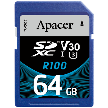Карта памяти Apacer SDXC 64GB (UHS-I U3) W-80 MB/s, R-100 MB/s Class 10 V30 (AP64GSDXC10U7-R)