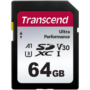 Карта памяти Transcend SDXC 340S 64GB (UHS-I U3) W-50 MB/s, R-160 MB/s Class 10 A1 V30 (TS64GSDC340S)