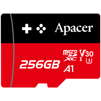 Карта памяти Apacer Gaming Card microSDXC 256GB (UHS-I U3) W-80 MB/s, R-100 MB/s Class 10 A1 V30 (AP256GMCSX10U7-RAGC) + SD Adapter