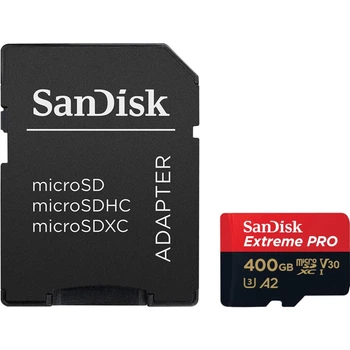 Карта памяти SanDisk Extreme PRO microSDXC 400GB (UHS-I U3) W-140 MB/s, R-200 MB/s Class 10 A2 V30 (SDSQXCD-400G-GN6MA) + SD Adapter