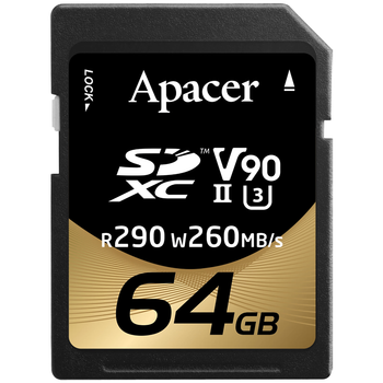 Карта памяти Apacer SDXC 64GB (UHS-II U3) W-260 MB/s, R-290 MB/s Class 10 V90 (AP64GSDXC10V9-R)