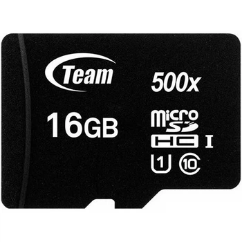 Карта памяти Team microSDHC 16GB (UHS-I U1) W-15 MB/s, R-80 MB/s Class 10 (TUSDH16GCL10U02)