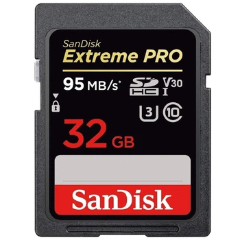 Карта памяти SanDisk Extreme PRO SDHC 32GB (UHS-I U3) W-90 MB/s, R-95 MB/s Class 10 V30 (SDSDXXG-032G-GN4IN)