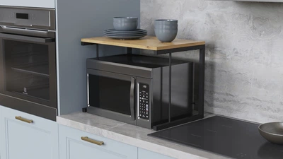 Підставка для мікрохвильовки Kitchen K301 Ferrum-decor 400x550x350 Білий метал ДСП Дуб Артізан 16 мм (KITCH30114)