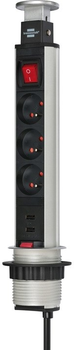 Listwa przeciwprzepięciowa Brennenstuhl Tower Power 3 gniazda - 2 x USB Type-A 2 m Aluminium/Black (3281852010134)