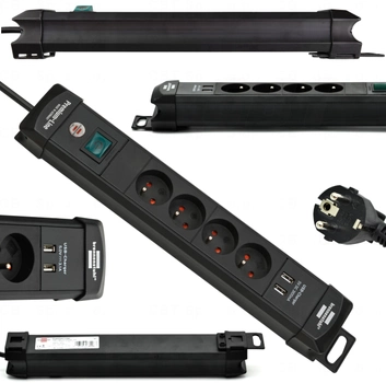 Listwa przeciwprzepięciowa Brennenstuhl Premium Line 4 gniazda - 2 x USB Type-A 1.8 m Black (4007123662968)