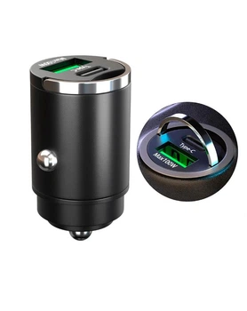 Автомобильная зарядка USB+Type-С 12-24V 100W mini Быстрая зарядка (80135)