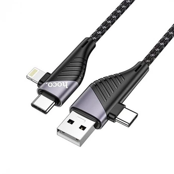 Кабель Hoco 4в1 USB/Type-C to Type-C/Lightning PD 1,2м U95 Black (U95_Multi)