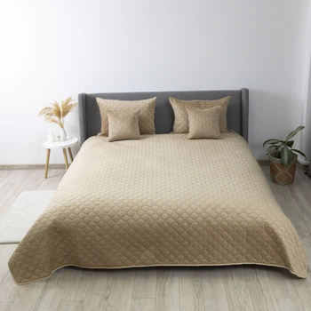 Покрывало ТЕП Velour Ромб круглый Золотой беж Евро 240х260 см Двустороннее Полиэстер (2000008659147/4-00518_22473)