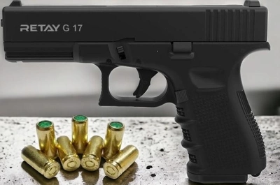 Стартовий шумовий пістолет RETAY G17 black Glok 17 + 20 шт холостих набоїв (9 mm)