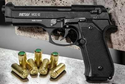 Стартовий шумовий пістолет RETAY Mod.92 Black (Beretta 92FS) + 20 шт холостих набоїв