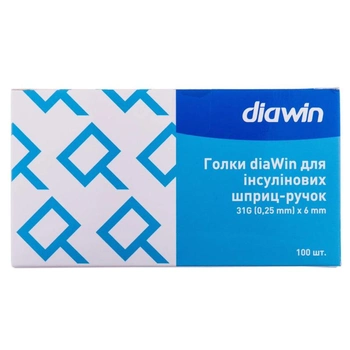Голки для інсулінових шприц-ручок Diawin 31G 0,25 х 6 мм 100 шт (4713-46507)