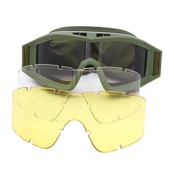 Очки-маска защитные тактические со сменными линзами Coolmax масло