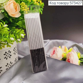 Свечи для торта Серебряные металлики+Черное с надписью , 14,5см, 8 штук в упаковке