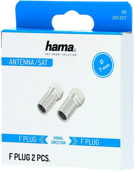 Адаптер Hama coaxial connector Type-F 5.5 mm 2 szt Silver (4047443431912)