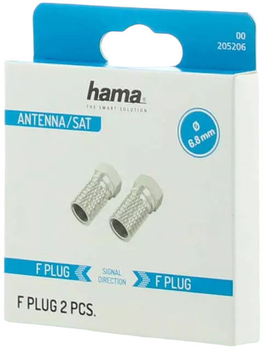 Адаптер Hama coaxial connector Type-F 6.8 mm 2 szt Silver (4047443431950)