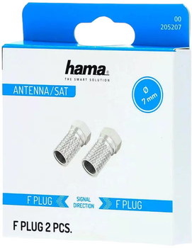 Адаптер Hama coaxial connector Type-F 7 mm 2 szt Silver (4047443431974)