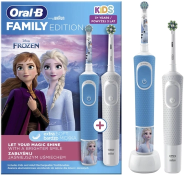 Zestaw elektrycznych szczoteczek do zębów Oral-b Braun Vitality Kids 3+ Frozen + Vitality Pro Grey (4210201431152)