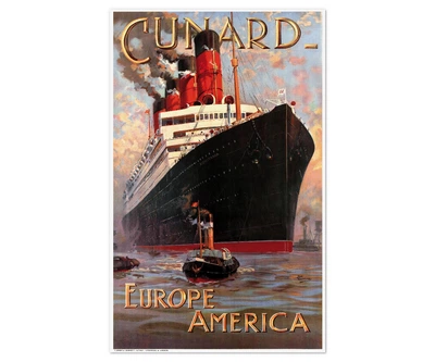 Постер CP Cunard: Europe - America 1914, Вінтаж 54х86 см (333)