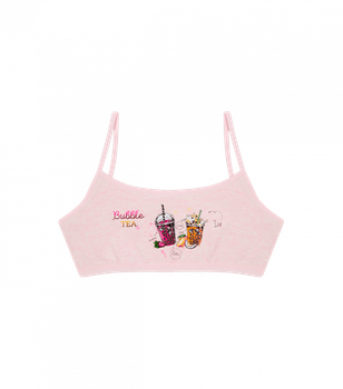 Підлітковий топ з принтом Bubble TEA - Donella - 5924Y6 - 152-158 см - Світло-рожевий