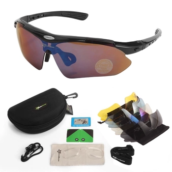 Защитные тактические.спортивные очки с поляризацией RockBros black .5 комплектов линз