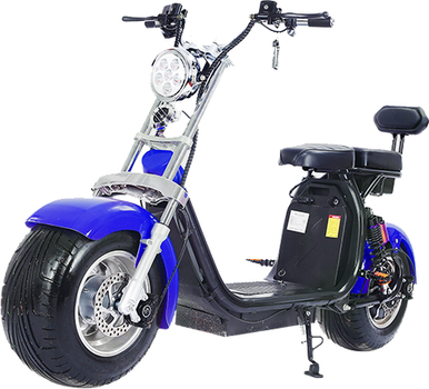 Электроскутер ROODER Citycoco Long 1500W 60V12Ah Черный/Синий (r804d/1500Bl)