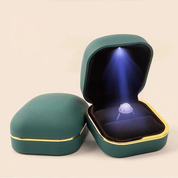 Коробочка для кольца с подсветкой Weeding Shell, изумрудная - Футляр-шкатулка для предложения, свадьбы (6010245)