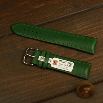 Шкіряний ремінець для годинника 22 mm Hightone premium HT-820 Зелений
