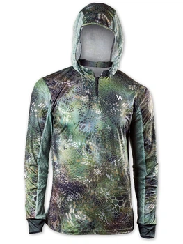 Худі дихаюча для риболовлі VA REPTILE SKIN Forest Camo, розмір 4XL, сонцезахисна з фільтром UPF50+