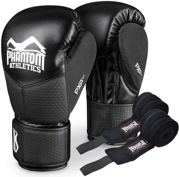 Боксерские перчатки Phantom RIOT Pro Black 12 унций + бинты (PHBG2540-12)