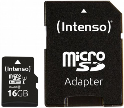 Карта пам'яті Intenso MicroSD 16GB Class 10 UHS-I + SD Adapter (4034303031580)