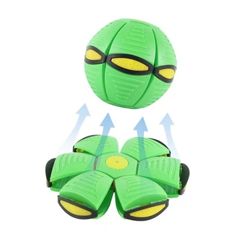 Летающая тарелка мяч-трансформер с LED подсветкой фрисби Freesby UFO Flat Ball Disc зеленая