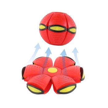Летающая тарелка мяч-трансформер с LED подсветкой фрисби Freesby UFO Flat Ball Disc красная