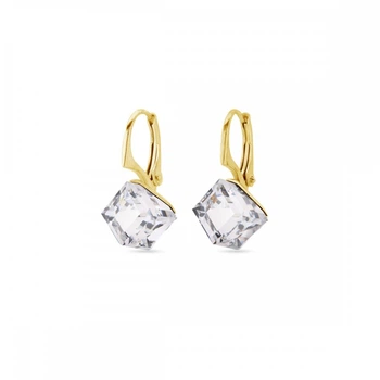 Срібні та позолочені сережки Spark зі Swarovski Cube KAG48418C