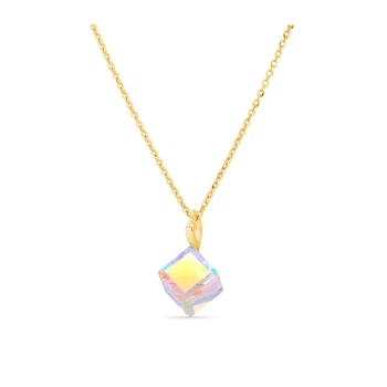 Срібний та позолочений кулон Spark зі Swarovski Cube NG48418AB