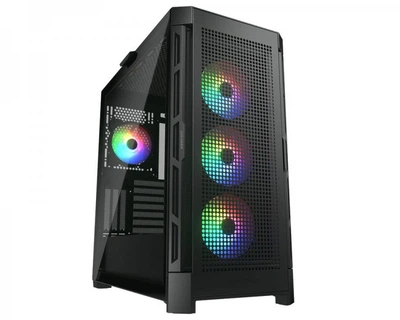 Корпус Full-Tower без БЖ Cougar AIRFACE PRO RGB, 3*120mm ARGB, 1*120mm ARGB вентилятори передвстановлені, ATX/mATX/mini-ITX, скляне вікно, чорний
