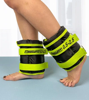 Обтяжувачі EasyFit чорно-салатові (TNS-0525-GR) регульовані 0,5 - 2,5 кг для ніг і рук (набірний обтяжувач, пара по 2,5 кг з регульованою вагою)