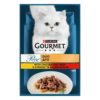 Консервований корм Purina Gourmet Perle з куркою та яловичиною 85 г (8445291187931) x26 шт.