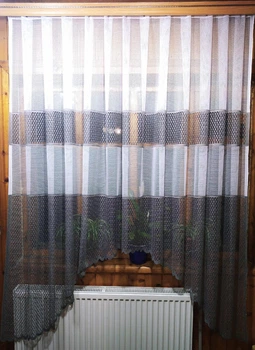 Тюль кухонна арка жакардова сіра смужка 190*310 см